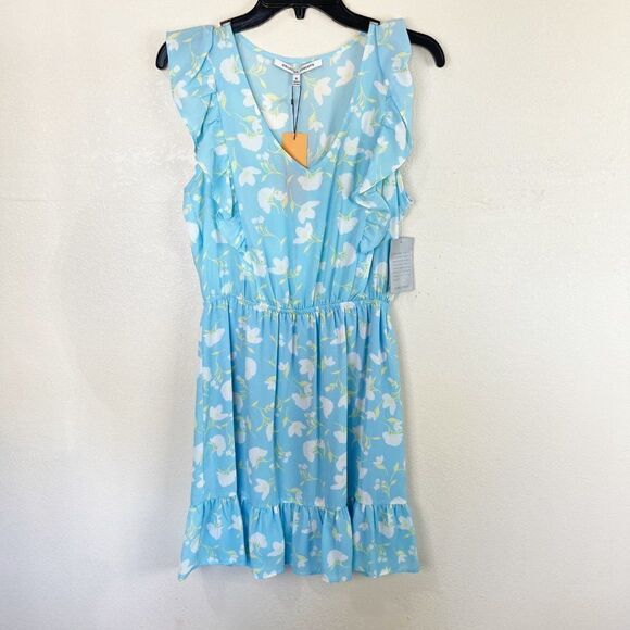 Collective Concepts Blue Floral Ruffle Print Mini Sundress - Picture 2 of 5